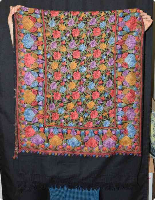 Shalimar Gita  design #5: full-surface hand-stitched embroidery on fine wool 