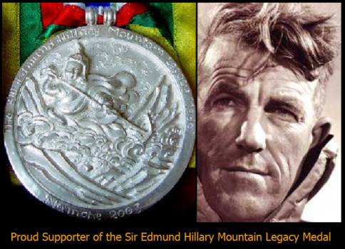 Sir Edmund Hillary and the medal we named after him, the Sir Edmund Hillary Mountain Legacy Medal