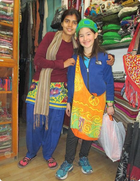 Local Womens Handicrafts; Saheen Sheikh (younger sister of Nasreen) with her pupil, Liana