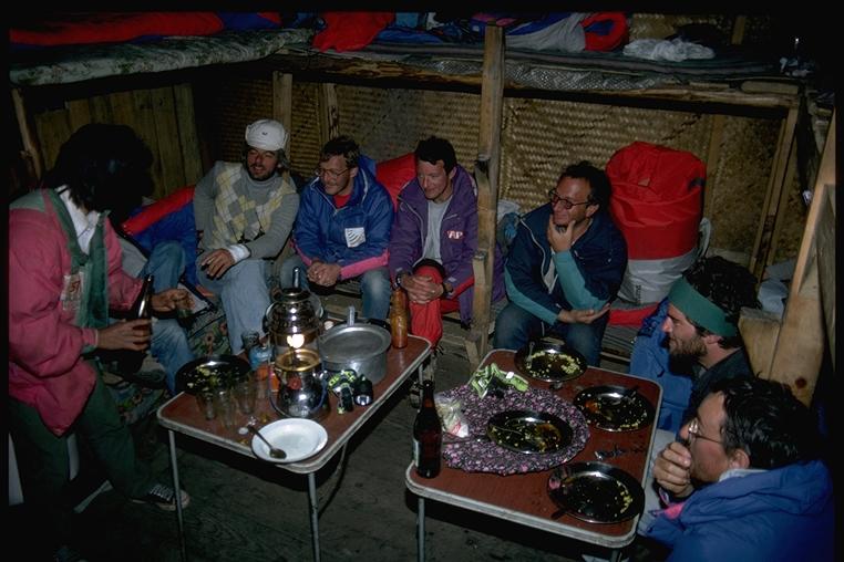 Climbers at Pheriche tea house