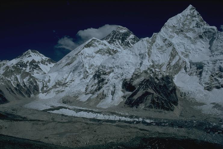 Everest (with plume) and Nuptse (a)