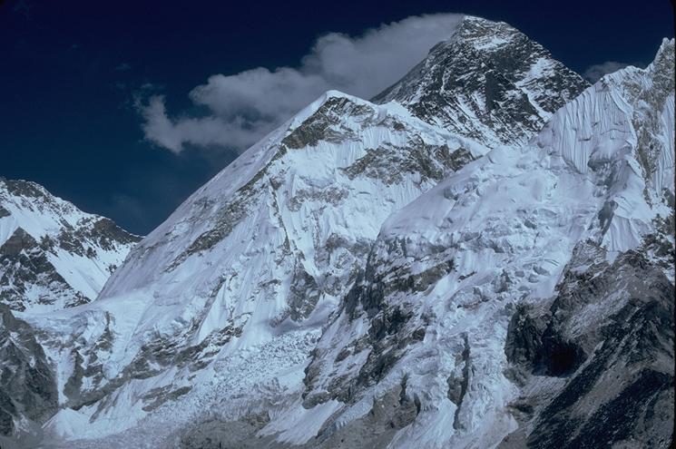 Everest (with plume) and Nuptse (b)