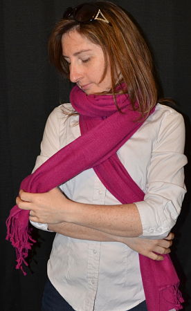  Sunrise Pashmina 100% cashmere shawl, twill weave,  tasseled fringe  in   Raspberry (#Tmt-47D)