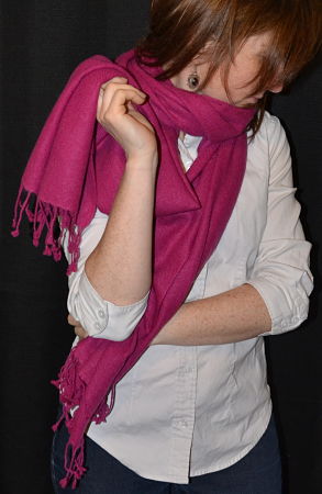  Sunrise Pashmina 100% cashmere shawl, twill weave,  tasseled fringe  in   Raspberry (#Tmt-47D)